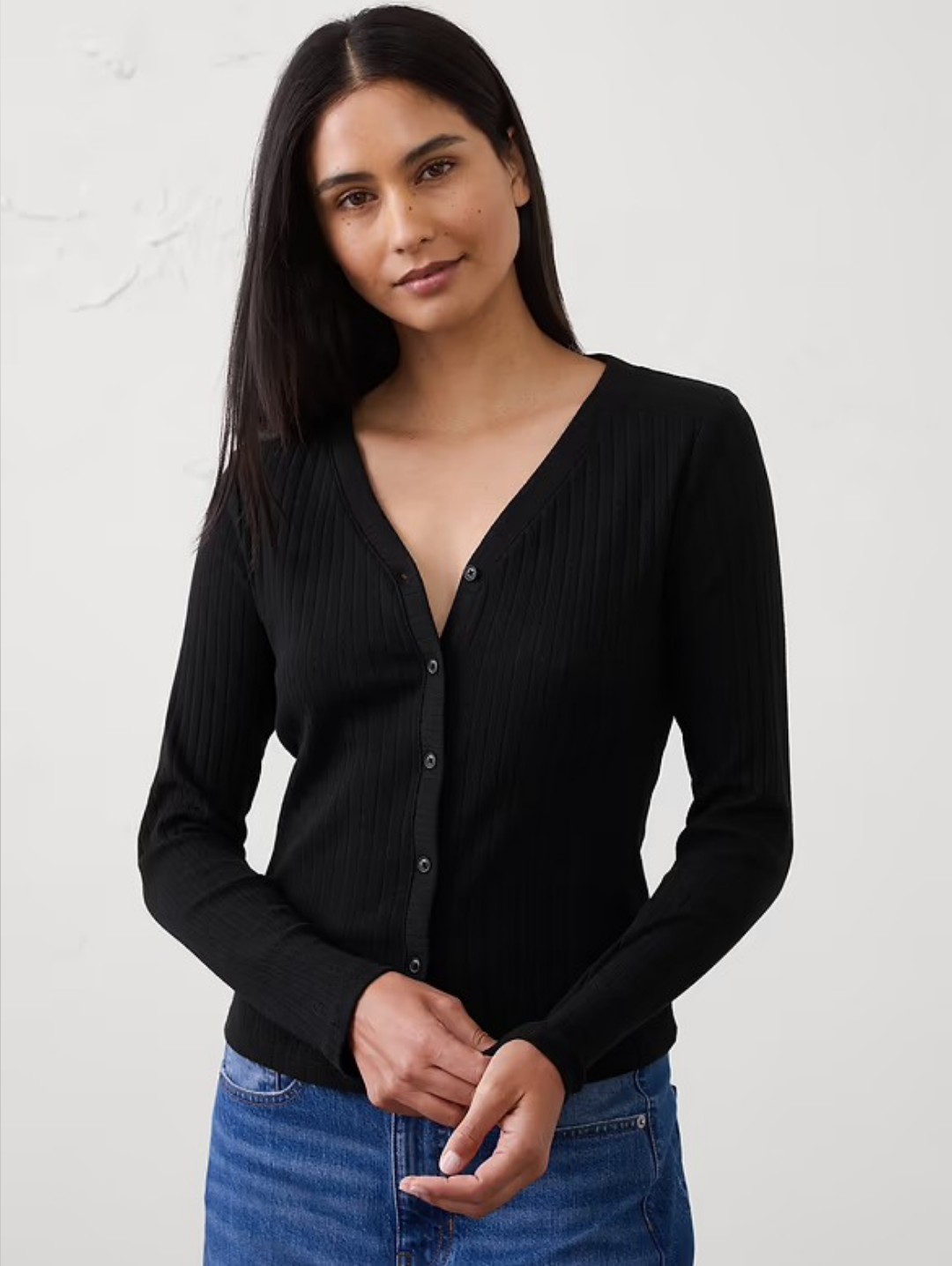 Banana Republic Pointelle Ribbed Cardigan (Size Xs, Black)